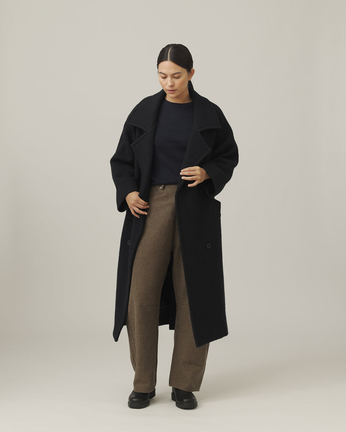 Signature Oversized Wool Coat - Black